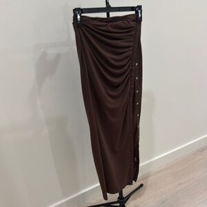 Elegant Brown Ruched Skirt